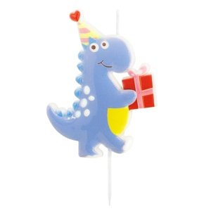 Sviečka Dinosaurus modrá s darčekom 10cm 1ks