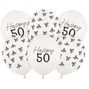 Latexové balóny "Happy 50" s mašľami 30 cm 6 ks