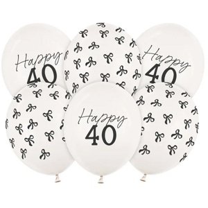 Latexové balóny "Happy 40" s mašľami 30 cm 6 ks