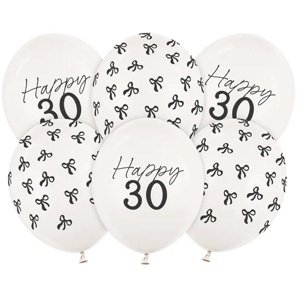 Latexové balóny "Happy 30" s mašľami 30 cm 6 ks