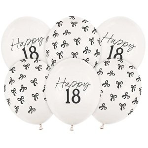 Latexové balóny "Happy 18" s mašľami 30 cm 6 ks