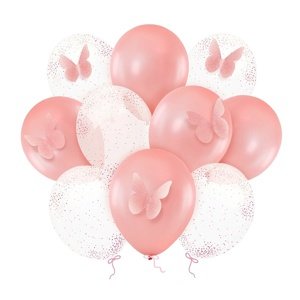 Latexové balóniky ružový mix s motýľmi 30 cm 10 ks