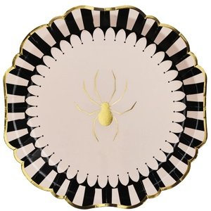 Papierové taniere s pavúkom čierno-béžové 23 cm 6 ks