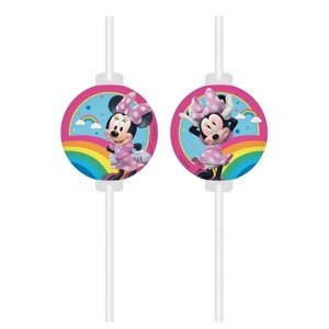 Papierové slamky Minnie rainbow 4 ks