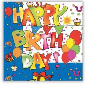Papierové obrúsky Happy Birthday 33x33 cm 20 ks