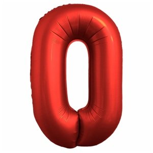 Balón s chrómovými číslicami "0" červený 86 cm