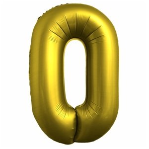 Balón s chrómovými číslicami "0" zlatý 86 cm